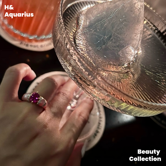 925 Silver & Zirconia Ring - Pink Shell Statement Handmade Luxury Ring