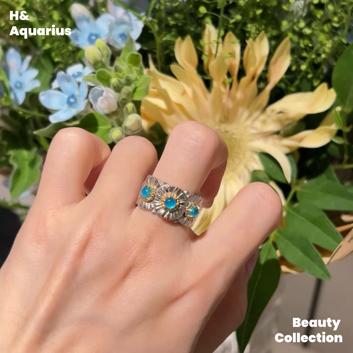 925 Silver & Zirconia Daisy Ring - Silver Handmade Boho Vintage Ring