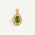 Green Shadow Peridot Halo Pendant