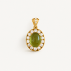 Green Shadow Peridot Halo Pendant
