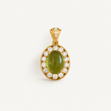 Green Shadow Peridot Halo Pendant
