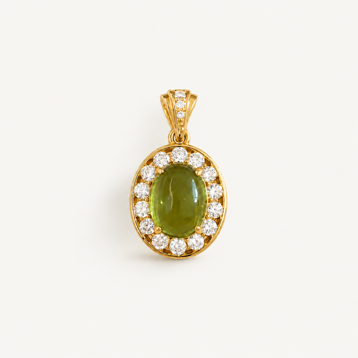 Green Shadow Peridot Halo Pendant