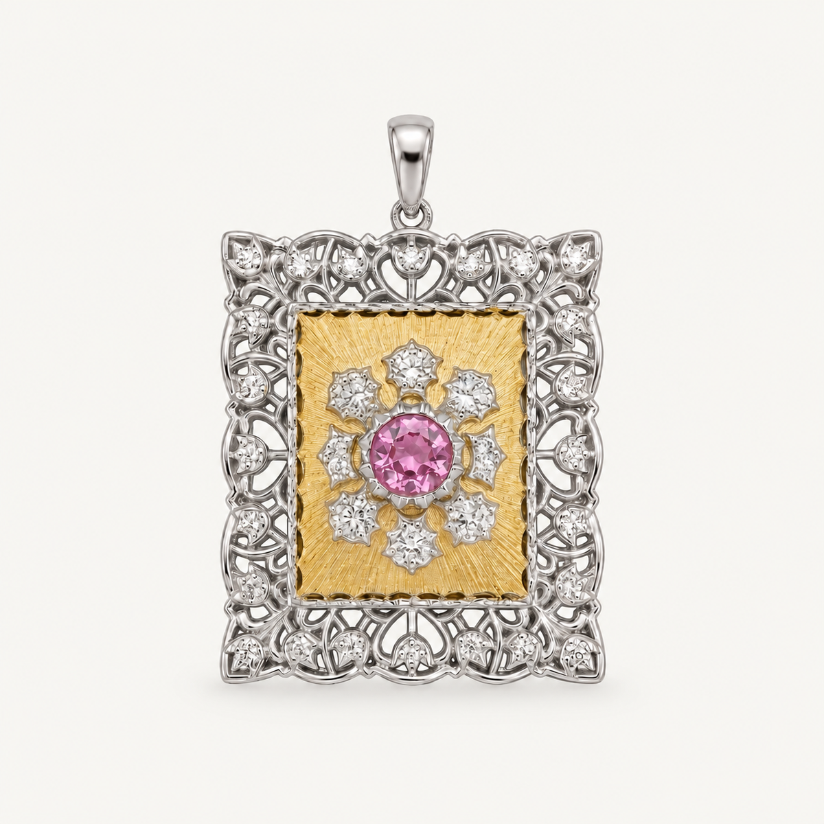 Vintage Floral Frame Pendant