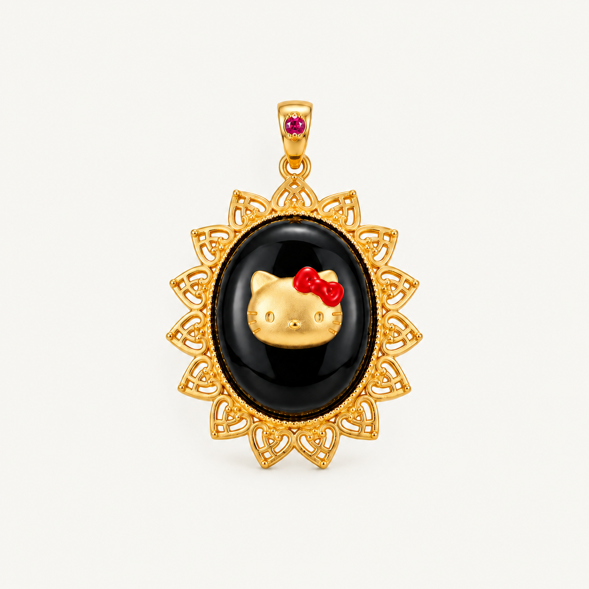 Enamel Cat Cameo Pendant