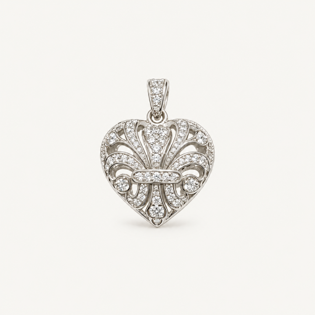 Silver Fleur-de-Lis Heart Pendant
