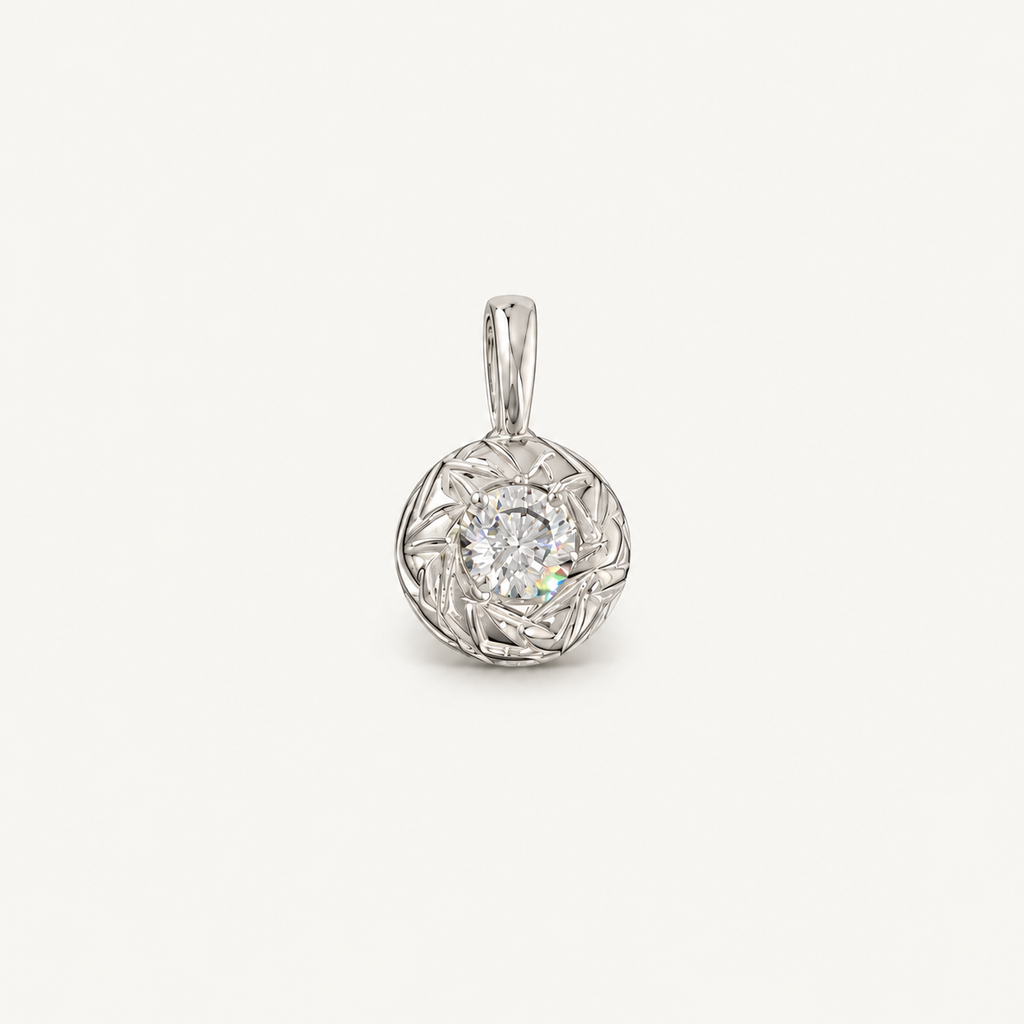 Silver Diamond-Cut Bubble Pendant
