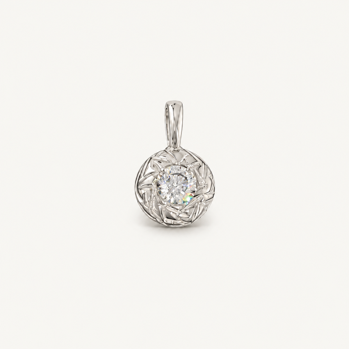 Silver Diamond-Cut Bubble Pendant