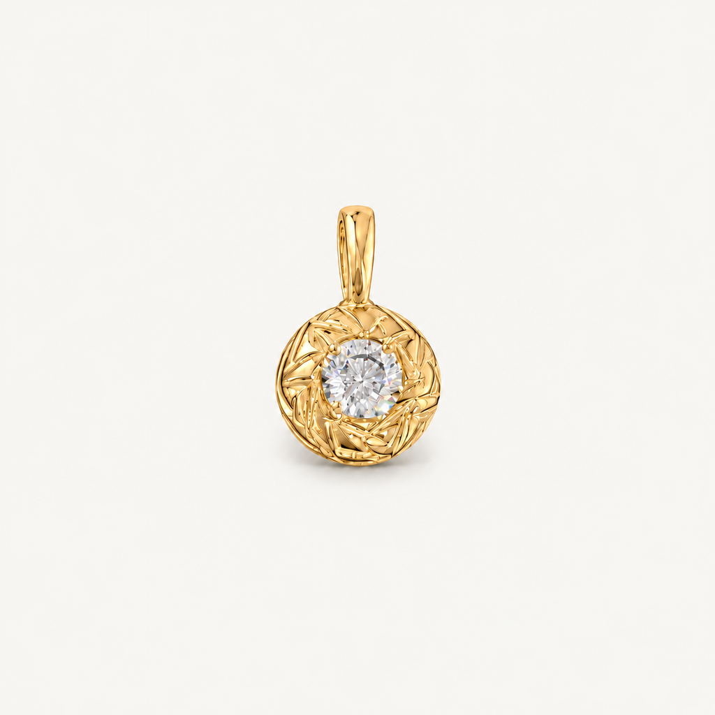 Gold Diamond-Cut Bubble Pendant