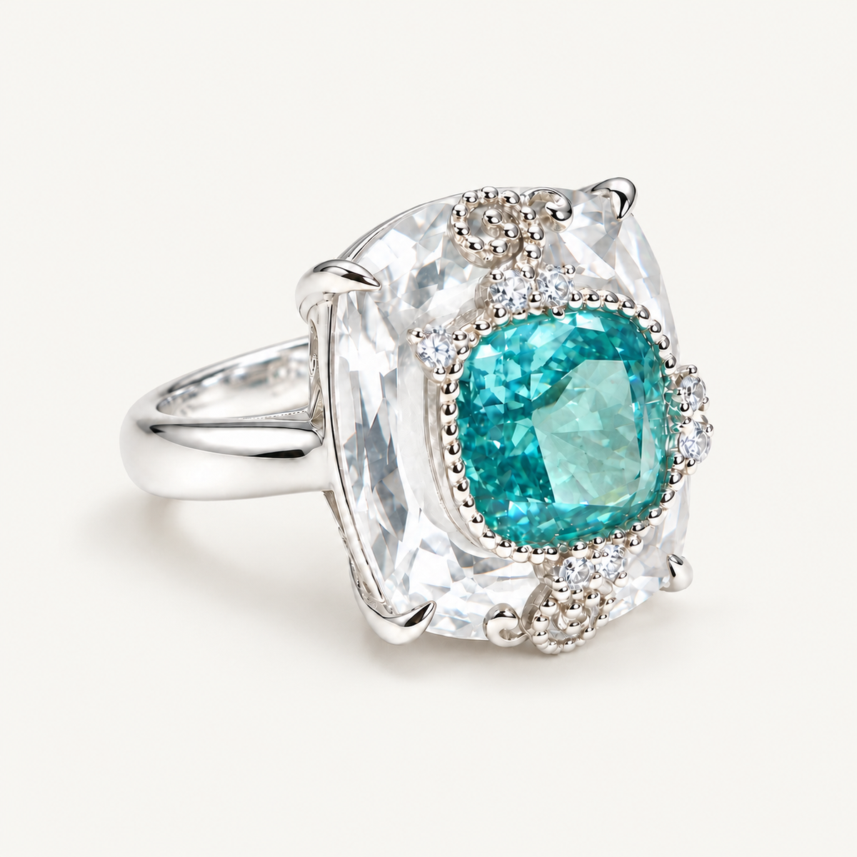 Ice Blue Crystal Cocktail Ring