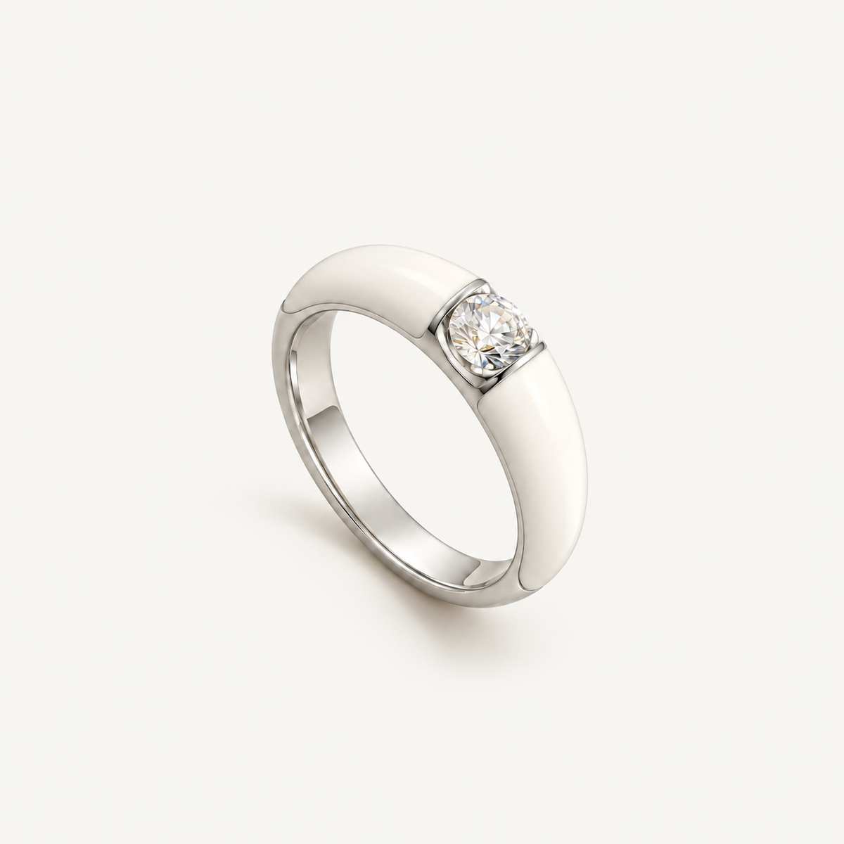 Milky Enamel Star Ring