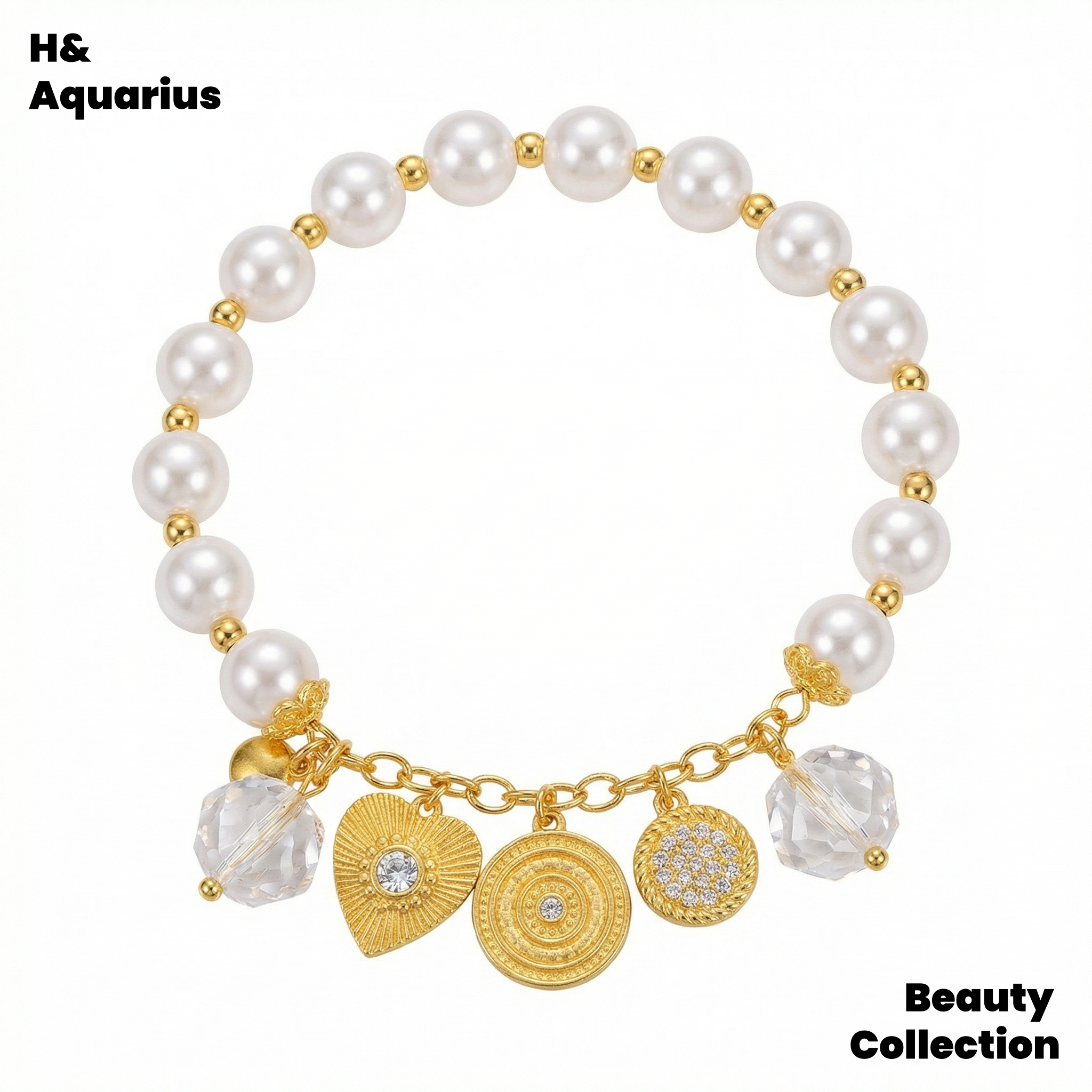 925 Silver & Imitation Pearl Bracelet - White Flame Whisper Gold Plated Luxury Chain for Women