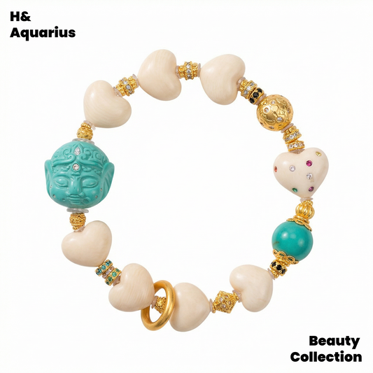 Love Elephant Bead Bracelet - Natural Ivory Colored Mammoth Tusk Ethnic Style Minimalist Bracelet