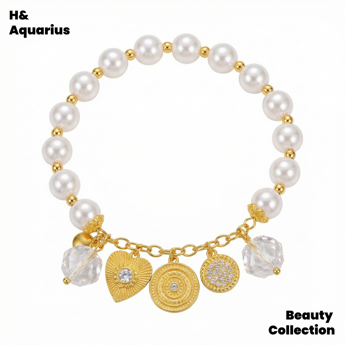 925 Silver & Imitation Pearl Bracelet - White Flame Whisper Gold Plated Luxury Chain for Women