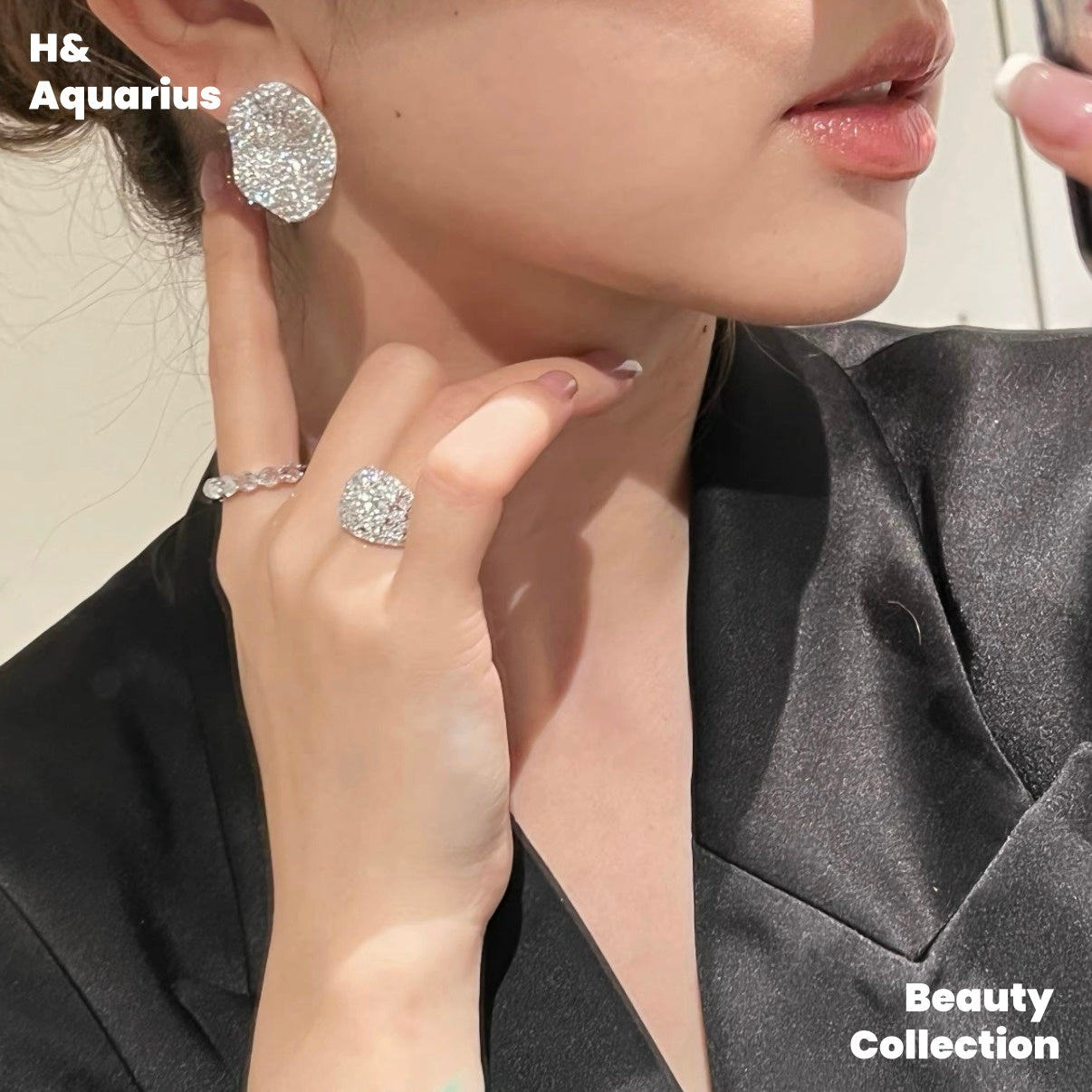 925 Silver & Zirconia Lunar Coin Earrings - Silver Full Pav¨¦ Crystal Studs for Women