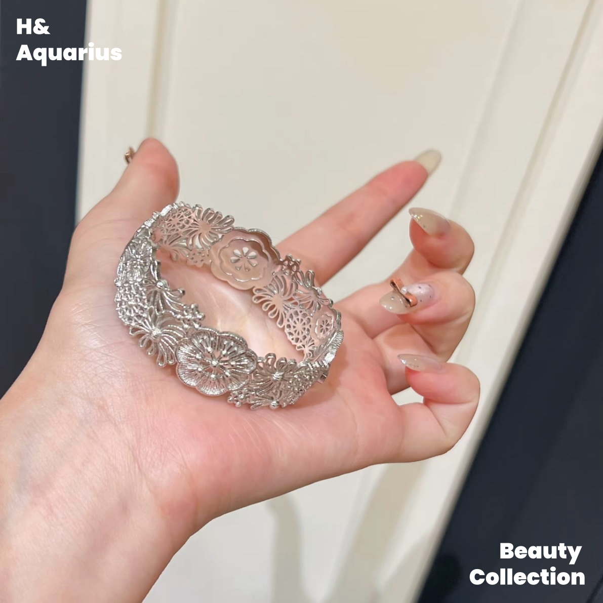 925 Silver Flower Vine Bangle - Heavy Silver Plated Handmade Hollow Floral Bracelet for Women