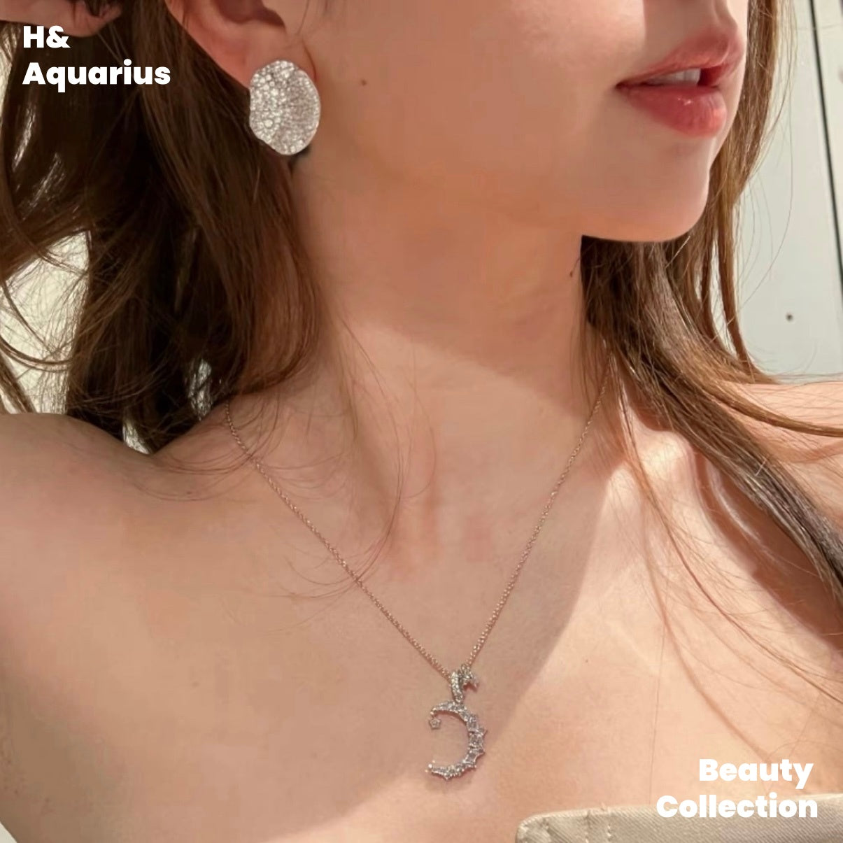 925 Silver & Zirconia Lunar Coin Earrings - Silver Full Pav¨¦ Crystal Studs for Women