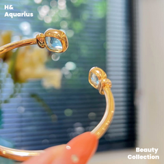 Blue Ocean Bracelet - Natural Topaz Bangle with Certificate