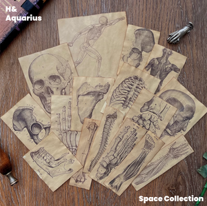 Handmade Coffee-Dyed Paper Skeleton Stickers